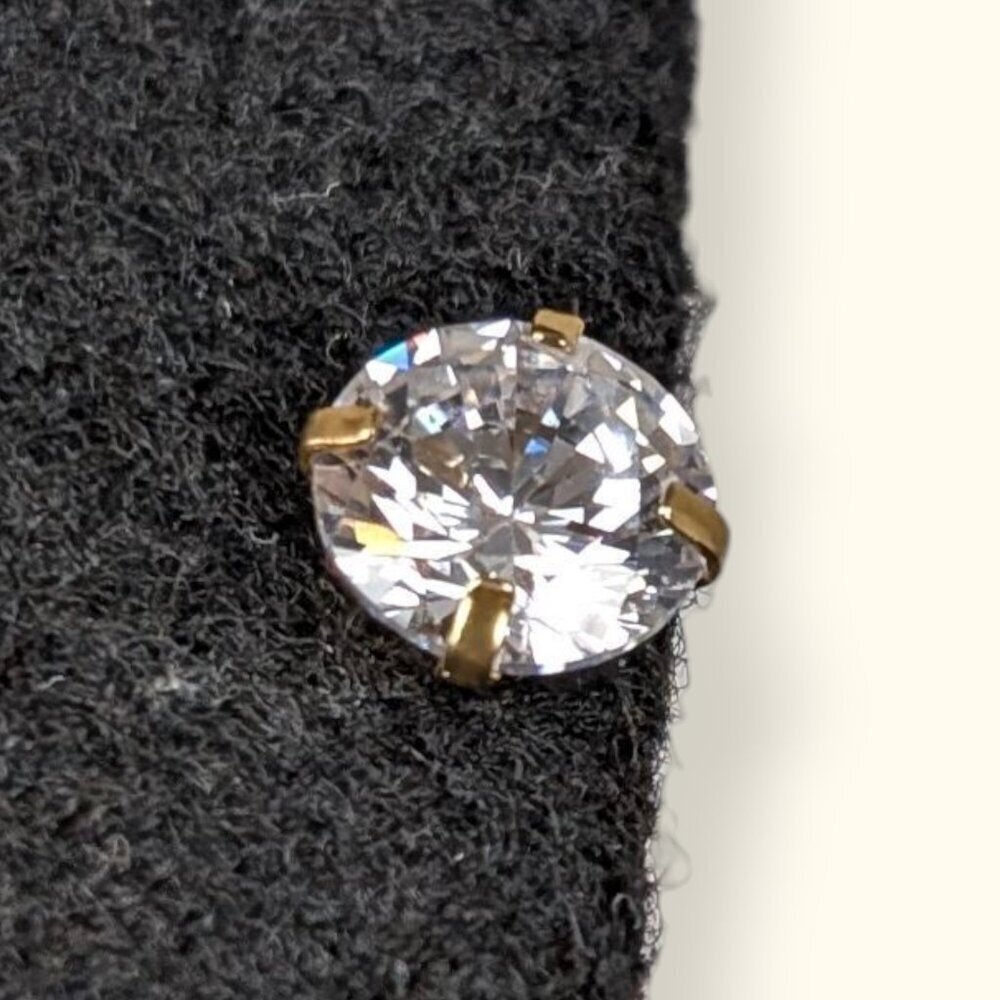 SINGLE Open Gallery Clear Stone Stud Earring